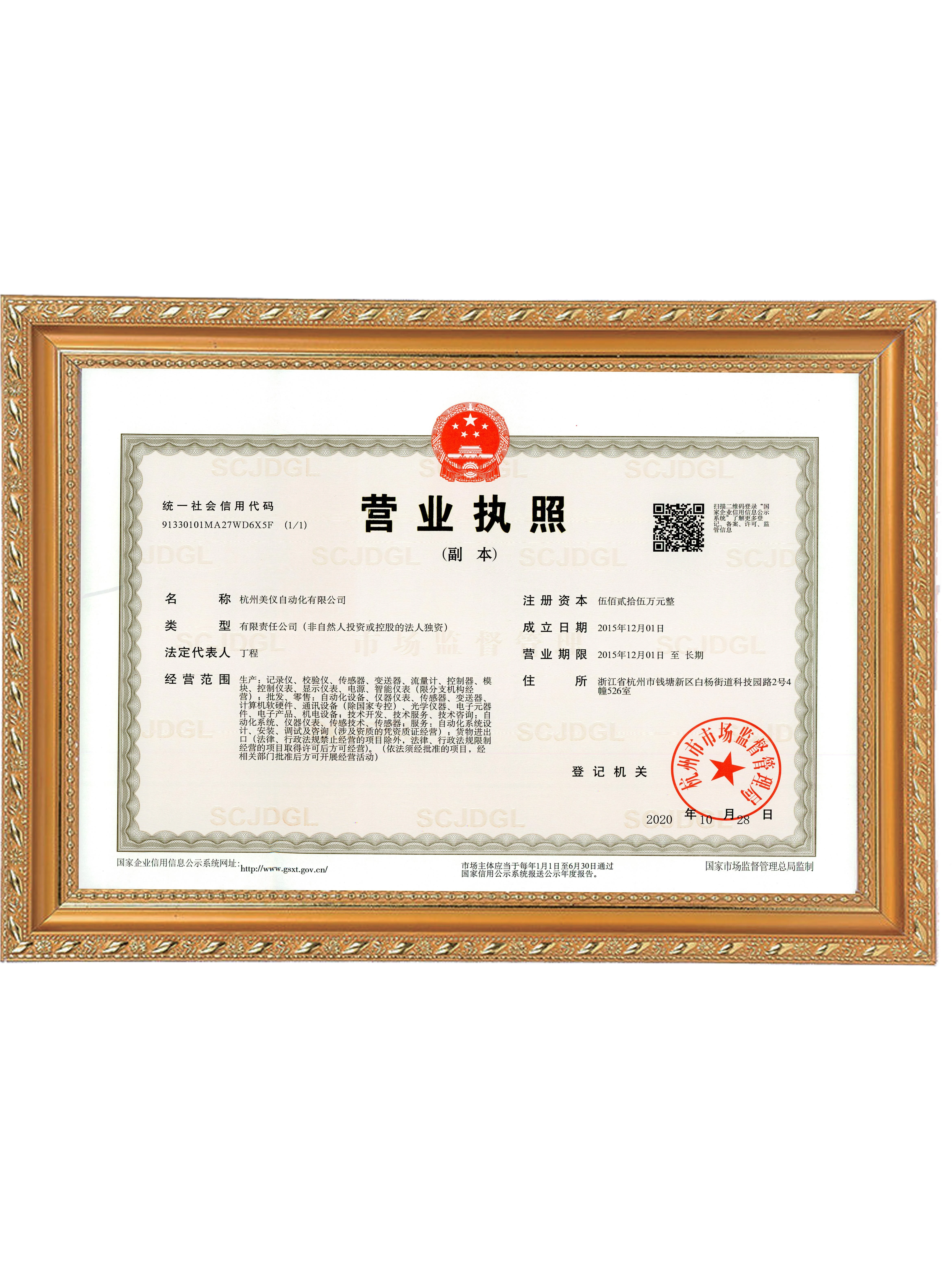 美仪自动化营业执照